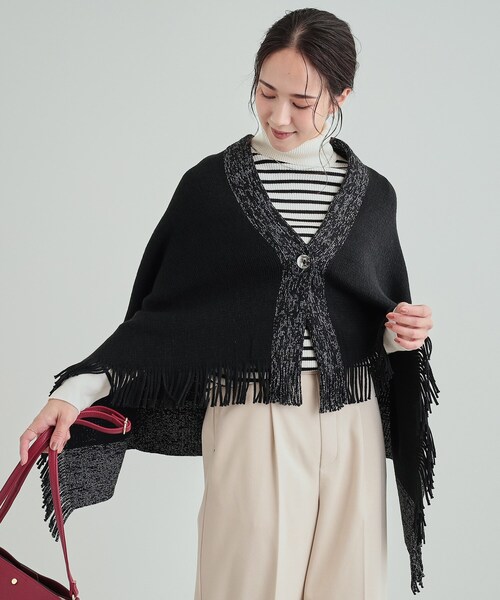 セール】【2WAY】大人のきらめき ラメライン ラッセルケープ（ストール