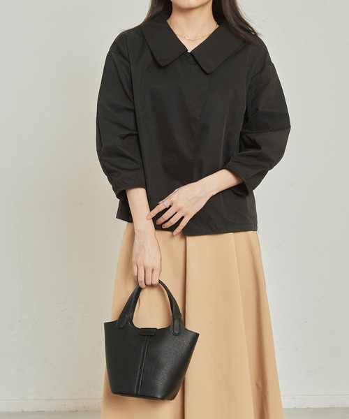 MAISON DE THERESE(メゾン ド テレーズ)の「chic開襟ゆったり長袖ジャケット(テーラードジャケット・レディース・ブラック/ベージュ・FREE)」の8枚目の写真