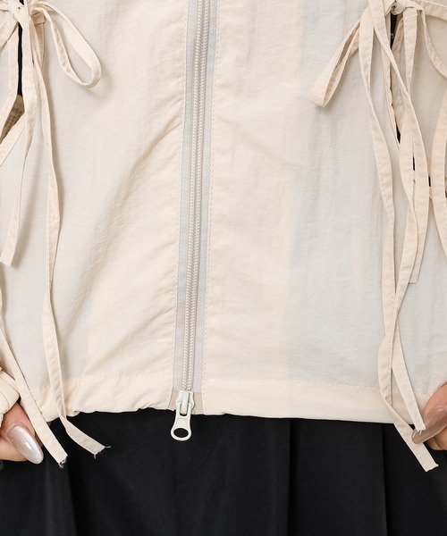 セール】配色 ライン リボン付き スタンドカラー ジャケット（その他