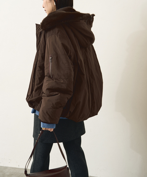 JOURNAL STANDARD（ジャーナルスタンダード）の「ナイロンショート N-2B（ブルゾン・レディース・ブラック/ブラウン・FREE）」の5枚目の写真