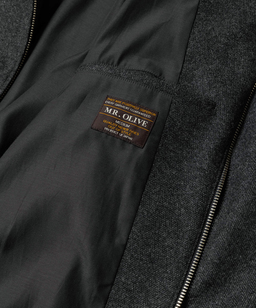 MR.OLIVE(ミスターオリーブ)の「MR.OLIVE ミスターオリーブ / RECYCLING WOOL SOFT TWILL / TRACK JACKET カシミアウールリサイクルウールソフトツイルトラックジャケット セットアップ / M243136(ブルゾン・メンズ・ネイビー/チャコール・SMALL/MEDIUM/LARGE)」の9枚目の写真
