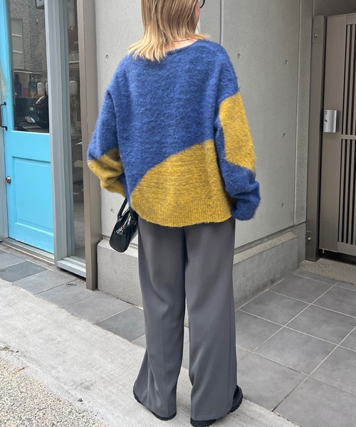 ABYS(アビス)の「まとまるバイカラー。配色ふわふわジャギーニットトップス(ニット/セーター・レディース・ブラウン/ブルー/グレー・FREE)」の14枚目の写真