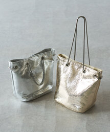 【cache cache(カシュカシュ)】スネークチェーンメタリックミニバッグ