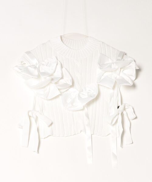 Y/lim（イリム）の「アシメリボンケーブルニットベスト（ベスト・レディース・オフホワイト・F）」の10枚目の写真