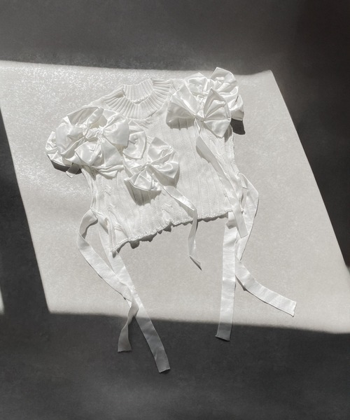 Y/lim（イリム）の「アシメリボンケーブルニットベスト（ベスト・レディース・オフホワイト・F）」の8枚目の写真