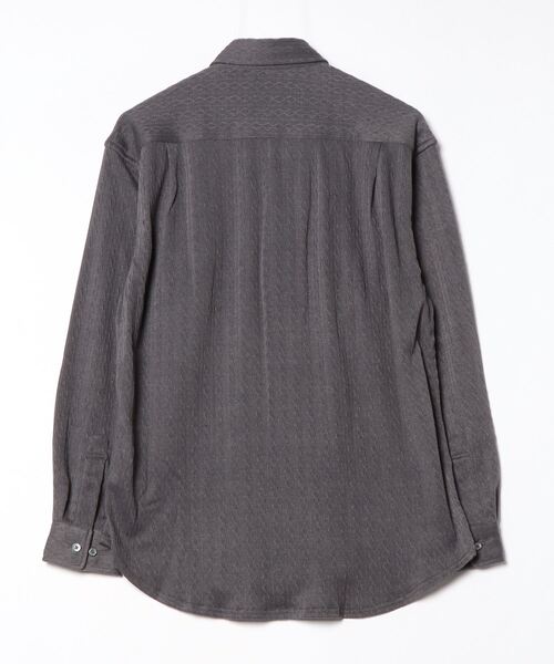 TOKYO SHIRTS（トウキョウシャツ）の「ニットジャカード レギュラー　長袖カジュアルシャツ（ポロシャツ・メンズ・チャコール・M/L/LL）」の2枚目の写真
