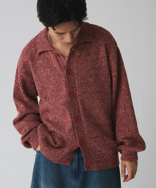 Adoon plain（アドーンプレーン）の「MELANGE KNIT POLO CARDIGAN