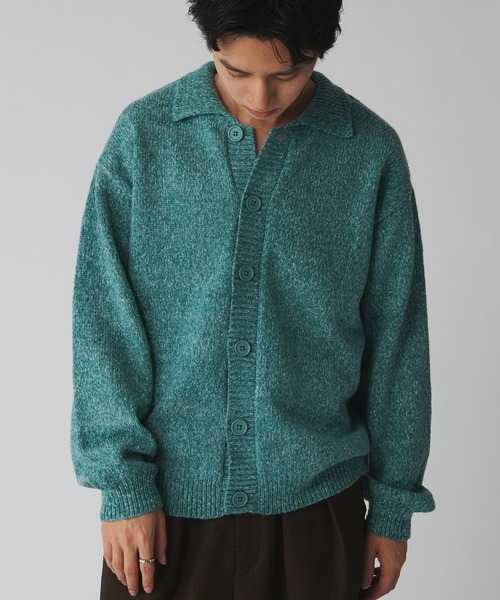 Adoon plain（アドーンプレーン）の「MELANGE KNIT POLO CARDIGAN