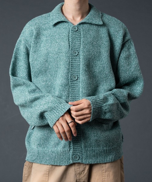 Adoon plain（アドーンプレーン）の「MELANGE KNIT POLO CARDIGAN