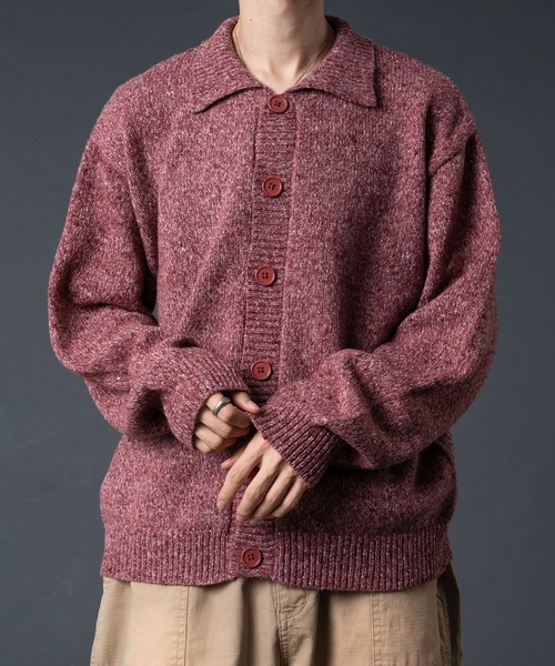 Adoon plain（アドーンプレーン）の「MELANGE KNIT POLO CARDIGAN