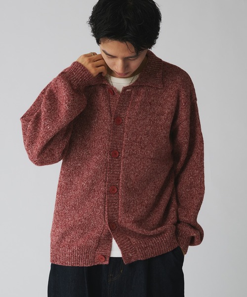 Adoon plain（アドーンプレーン）の「MELANGE KNIT POLO CARDIGAN
