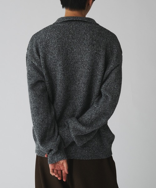 Adoon plain（アドーンプレーン）の「MELANGE KNIT POLO CARDIGAN／メランジニットポロカーディガン（カーディガン/ボレロ・メンズ・レッド/チャコールグレー/ブルーグリーン・LARGE/MEDIUM）」の18枚目の写真