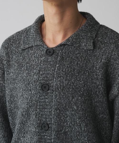 Adoon plain（アドーンプレーン）の「MELANGE KNIT POLO CARDIGAN／メランジニットポロカーディガン（カーディガン/ボレロ・メンズ・レッド/チャコールグレー/ブルーグリーン・LARGE/MEDIUM）」の19枚目の写真