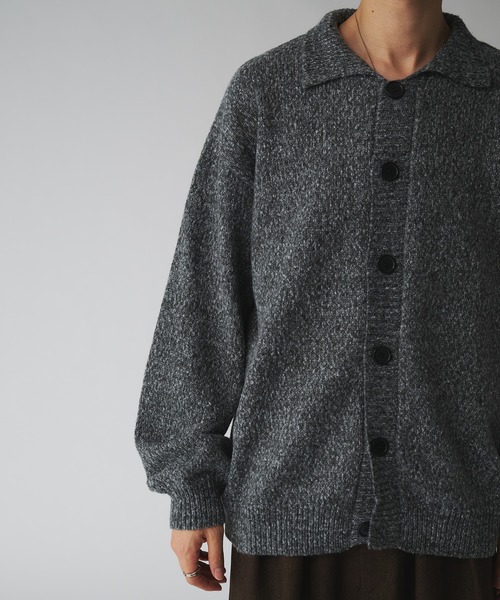 Adoon plain（アドーンプレーン）の「MELANGE KNIT POLO CARDIGAN