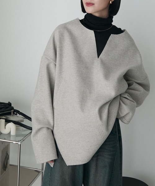 forksy.】カットメルトン キーネック プルオーバー（Tシャツ