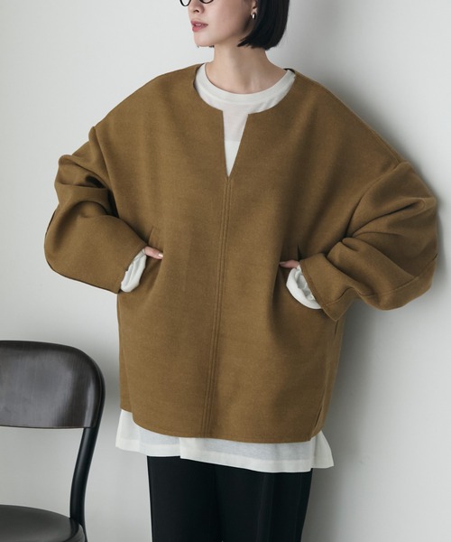 forksy.(フォルクシー)の「【forksy.】カットメルトン キーネック プルオーバー(Tシャツ/カットソー・レディース・カーキ/ナチュラル/グレー・FREE)」の3枚目の写真