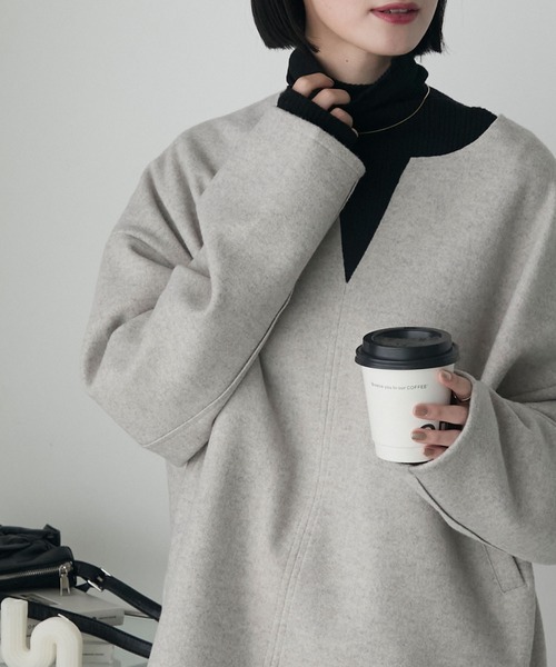 forksy.(フォルクシー)の「【forksy.】カットメルトン キーネック プルオーバー(Tシャツ/カットソー・レディース・カーキ/ナチュラル/グレー・FREE)」の11枚目の写真