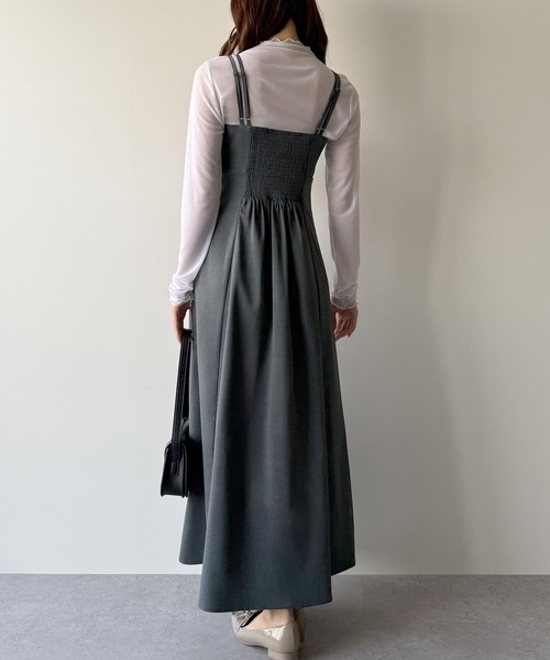 【mipiarl】フロントリボンラッフルキャミワンピース 016】フロントリボンラッフルキャミワンピース | mipiarl