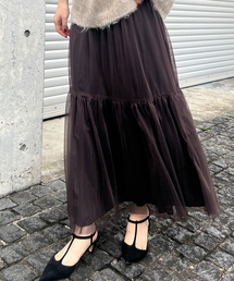 Rouge vif | リバーシブル２WAYチュールスカート(スカート)