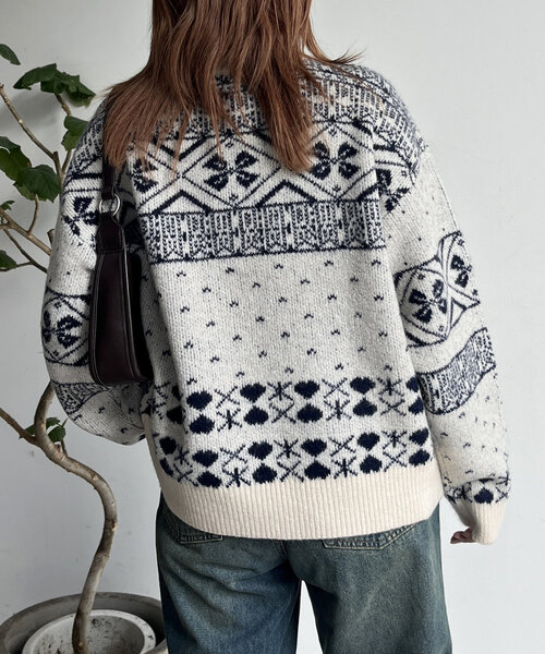 CPCM（シーピーシーエム）の「ノルディックニット（ニット/セーター・レディース・アイボリー/ネイビー/レッド・FREE）」の6枚目の写真