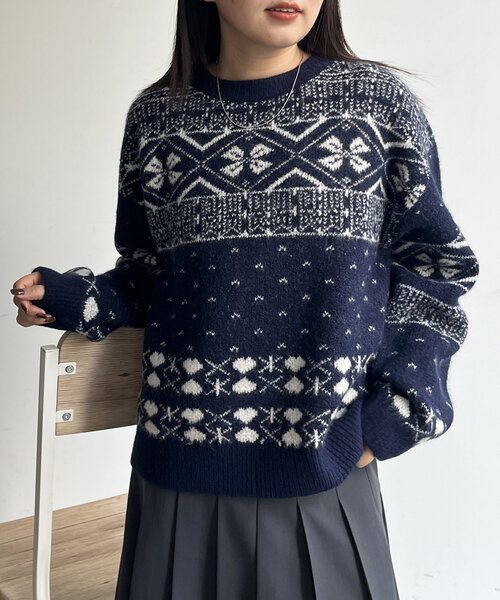 CPCM（シーピーシーエム）の「ノルディックニット（ニット/セーター・レディース・アイボリー/ネイビー/レッド・FREE）」の10枚目の写真