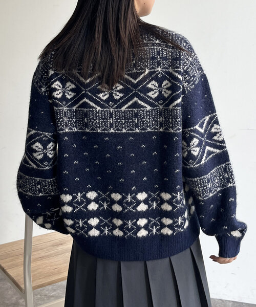 CPCM（シーピーシーエム）の「ノルディックニット（ニット/セーター・レディース・アイボリー/ネイビー/レッド・FREE）」の12枚目の写真