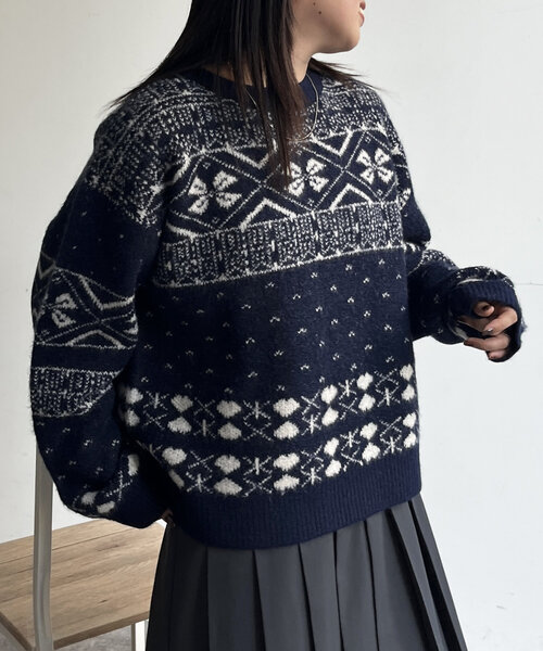 CPCM（シーピーシーエム）の「ノルディックニット（ニット/セーター・レディース・アイボリー/ネイビー/レッド・FREE）」の13枚目の写真