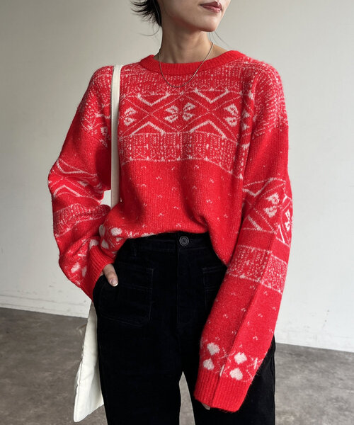 CPCM（シーピーシーエム）の「ノルディックニット（ニット/セーター・レディース・アイボリー/ネイビー/レッド・FREE）」の18枚目の写真