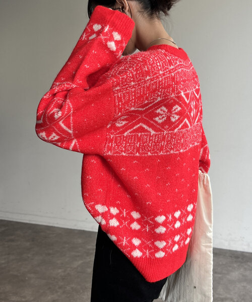 CPCM（シーピーシーエム）の「ノルディックニット（ニット/セーター・レディース・アイボリー/ネイビー/レッド・FREE）」の19枚目の写真