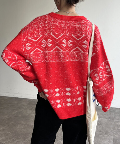 CPCM（シーピーシーエム）の「ノルディックニット（ニット/セーター・レディース・アイボリー/ネイビー/レッド・FREE）」の20枚目の写真