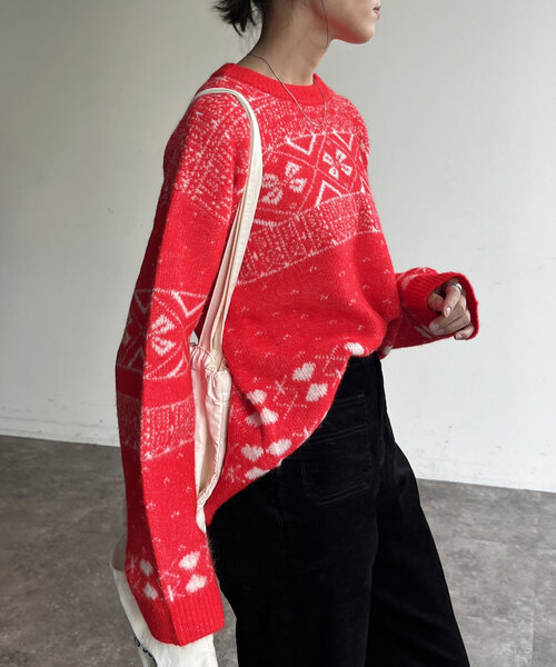 CPCM（シーピーシーエム）の「ノルディックニット（ニット/セーター・レディース・アイボリー/ネイビー/レッド・FREE）」の21枚目の写真