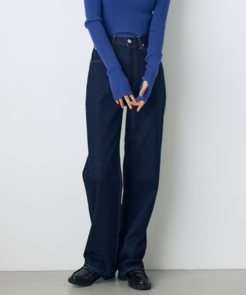 AZUL by moussy(アズールバイマウジー)の「【累計25,000本突破!】【サイズ,身長別画像あり】AZUL DENIM ハイウエストワイドデニム(デニムパンツ・レディース・ライトブルー/ワンウォッシュ/ライトブラック/ブルー/オフホワイト・X-SMALL/SMALL/MEDIUM/LARGE)」の7枚目の写真
