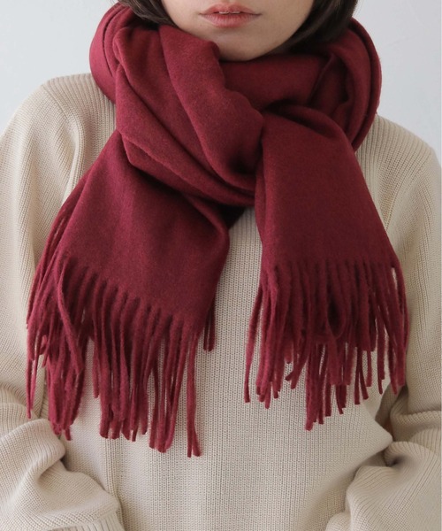 HER CLOSET（ハークローゼット）の「 【HER CLOSET】ナチュラルフリンジマフラー（新色追加） NATURAL FRINGE MUFFLER (NEW COLOR)（マフラー・レディース・ブラック/ワインレッド/アイボリー/カーキ/オレンジ/ブラウン・FREE）」の5枚目の写真