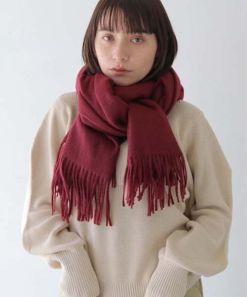 HER CLOSET（ハークローゼット）の「 【HER CLOSET】ナチュラルフリンジマフラー（新色追加） NATURAL FRINGE MUFFLER (NEW COLOR)（マフラー・レディース・ブラック/ワインレッド/アイボリー/カーキ/オレンジ/ブラウン・FREE）」の14枚目の写真