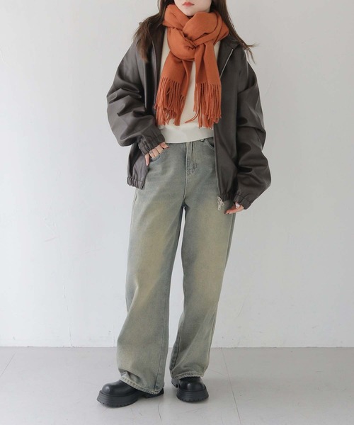 HER CLOSET（ハークローゼット）の「 【HER CLOSET】ナチュラルフリンジマフラー（新色追加） NATURAL FRINGE MUFFLER (NEW COLOR)（マフラー・レディース・ブラック/ワインレッド/アイボリー/カーキ/オレンジ/ブラウン・FREE）」の22枚目の写真