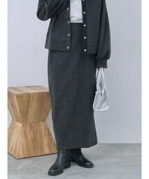 Samansa Mos2 blue | ウールライクパイピングスカート(スカート)