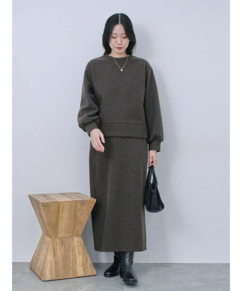 Samansa Mos2 blue(サマンサモスモスブルー)の「ウールライクパイピングスカート(スカート・レディース・ブラック/ブラウン/グレー・F)」の20枚目の写真