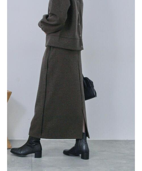 Samansa Mos2 blue(サマンサモスモスブルー)の「ウールライクパイピングスカート(スカート・レディース・ブラック/ブラウン/グレー・F)」の15枚目の写真