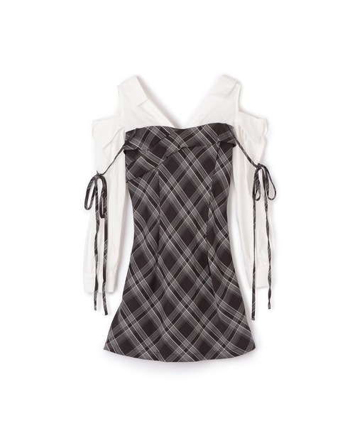 M DOLLY(エムドリー)の「check ribbon mini dress/チェックリボンミニドレス(ワンピース・レディース・グレー・S/M)」の7枚目の写真