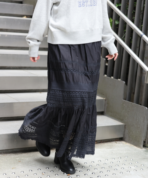 JOURNAL STANDARD（ジャーナルスタンダード）の「INDIA VOILE レーススカート（スカート・レディース・ホワイト/ブラック・FREE）」の6枚目の写真