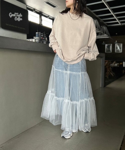 Kotoe（コトエ）の「シアー レイヤード 2ティアードロングスカート（スカート・レディース・ピンク/ホワイト/ブラック・FREE）」の5枚目の写真