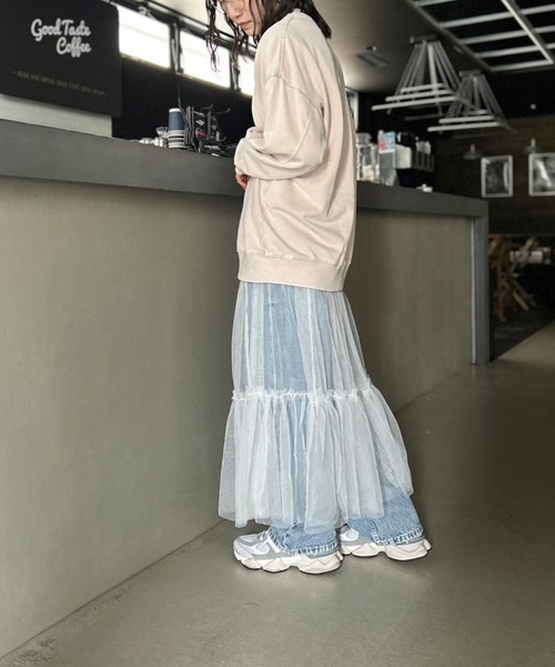 Kotoe（コトエ）の「シアー レイヤード 2ティアードロングスカート（スカート・レディース・ピンク/ホワイト/ブラック・FREE）」の7枚目の写真