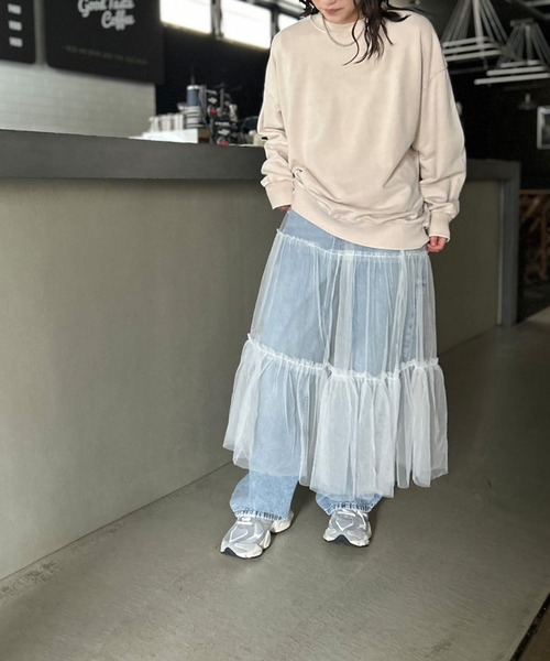 Kotoe（コトエ）の「シアー レイヤード 2ティアードロングスカート（スカート・レディース・ピンク/ホワイト/ブラック・FREE）」の6枚目の写真