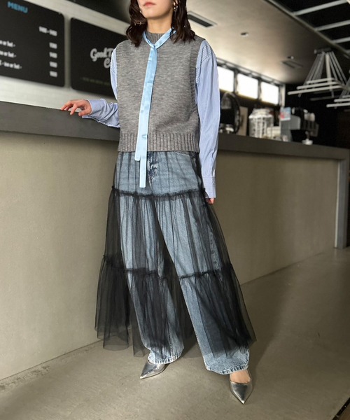 Kotoe（コトエ）の「シアー レイヤード 2ティアードロングスカート（スカート・レディース・ピンク/ホワイト/ブラック・FREE）」の11枚目の写真