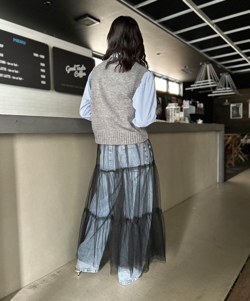 Kotoe（コトエ）の「シアー レイヤード 2ティアードロングスカート（スカート・レディース・ピンク/ホワイト/ブラック・FREE）」の12枚目の写真