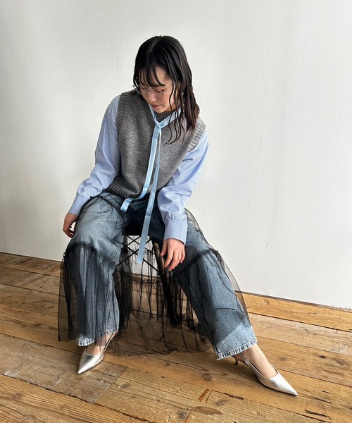 Kotoe（コトエ）の「シアー レイヤード 2ティアードロングスカート（スカート・レディース・ピンク/ホワイト/ブラック・FREE）」の14枚目の写真