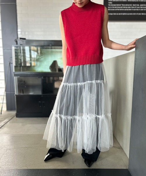Kotoe（コトエ）の「シアー レイヤード 2ティアードロングスカート（スカート・レディース・ピンク/ホワイト/ブラック・FREE）」の20枚目の写真