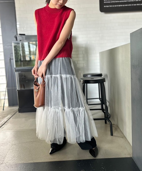 Kotoe（コトエ）の「シアー レイヤード 2ティアードロングスカート（スカート・レディース・ピンク/ホワイト/ブラック・FREE）」の21枚目の写真