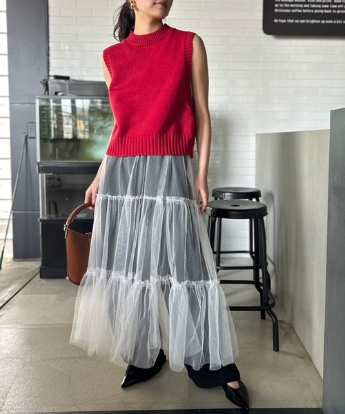 Kotoe（コトエ）の「シアー レイヤード 2ティアードロングスカート（スカート・レディース・ピンク/ホワイト/ブラック・FREE）」の22枚目の写真