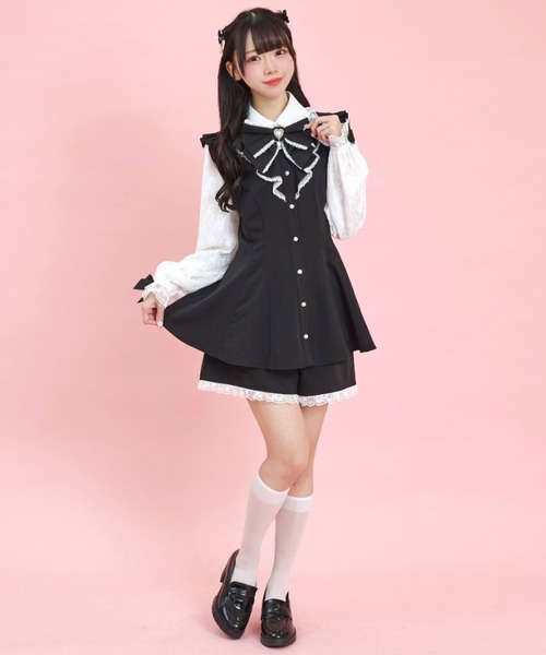 Secret Honey（シークレットハニー）の「レース袖ラッフルセットアップ（セットアップ・レディース・ピンク/ブラック/グレー/ブラックミックス・MEDIUM）」の12枚目の写真